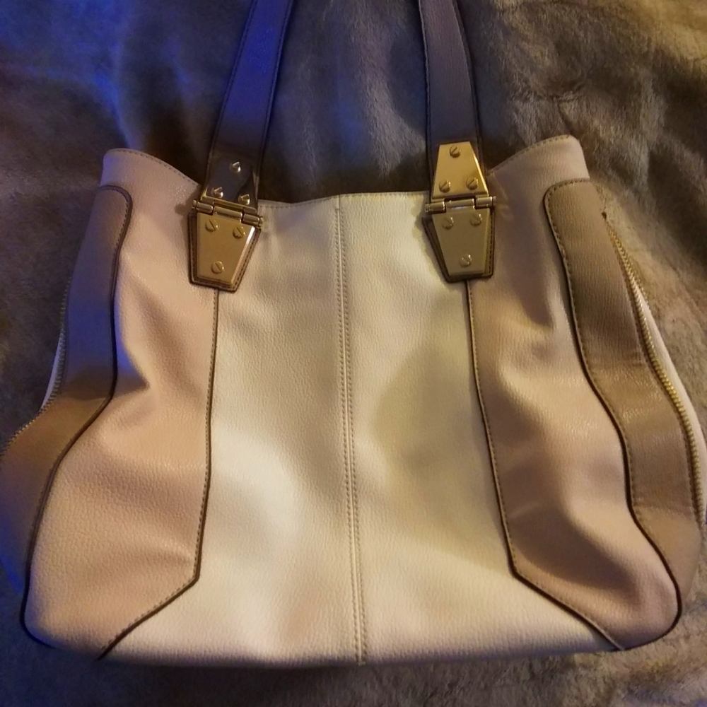 JLo Tote Purse Cream Beige Pink